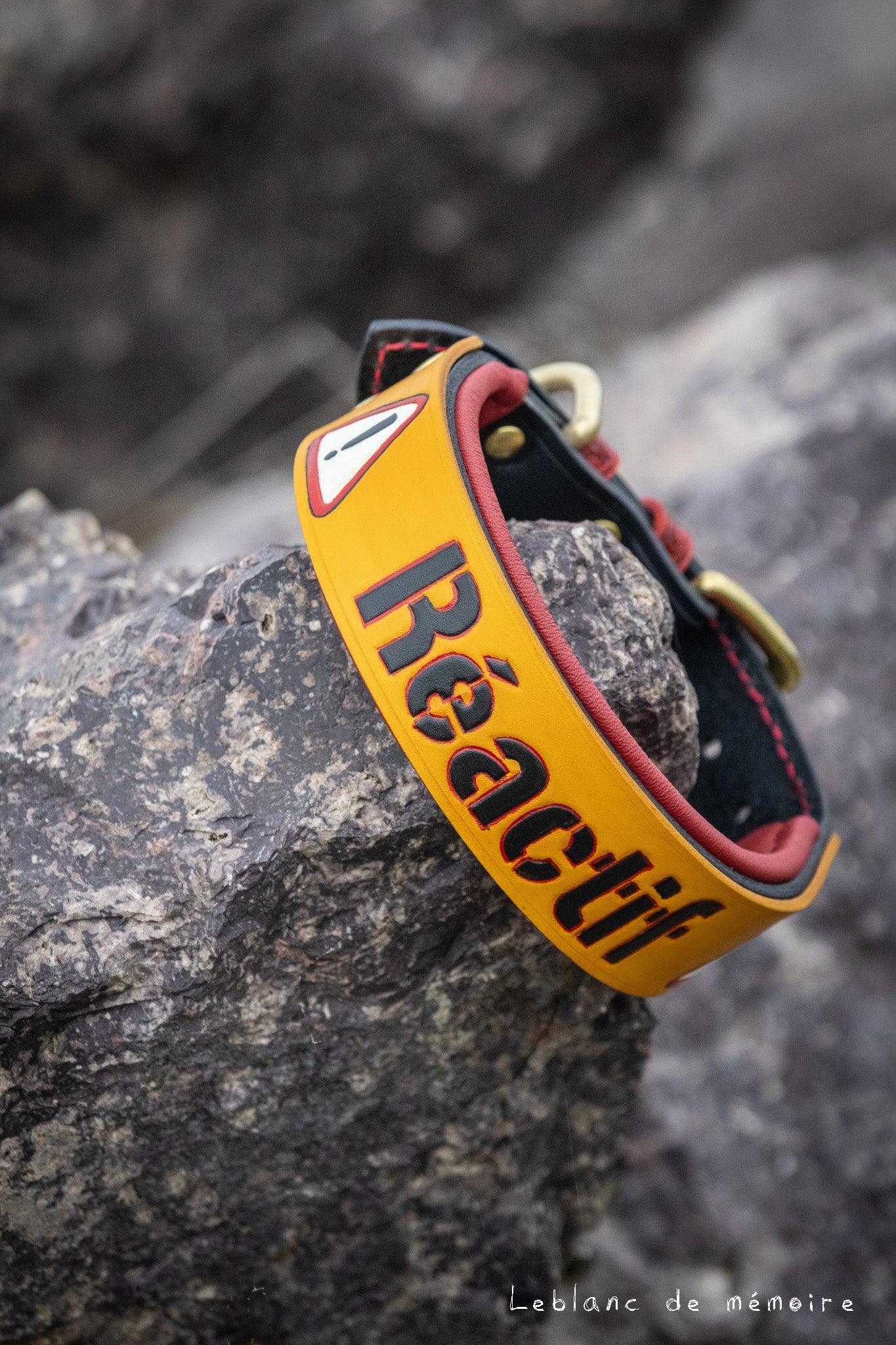 Collier à panneau en cuir 1.5''