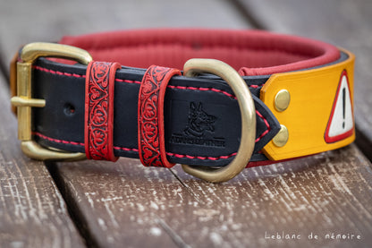 Collier matelassé à panneau en cuir 1.5''