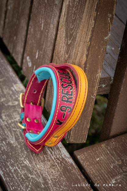 Collier matelassé avec poignée en cuir 1.5''